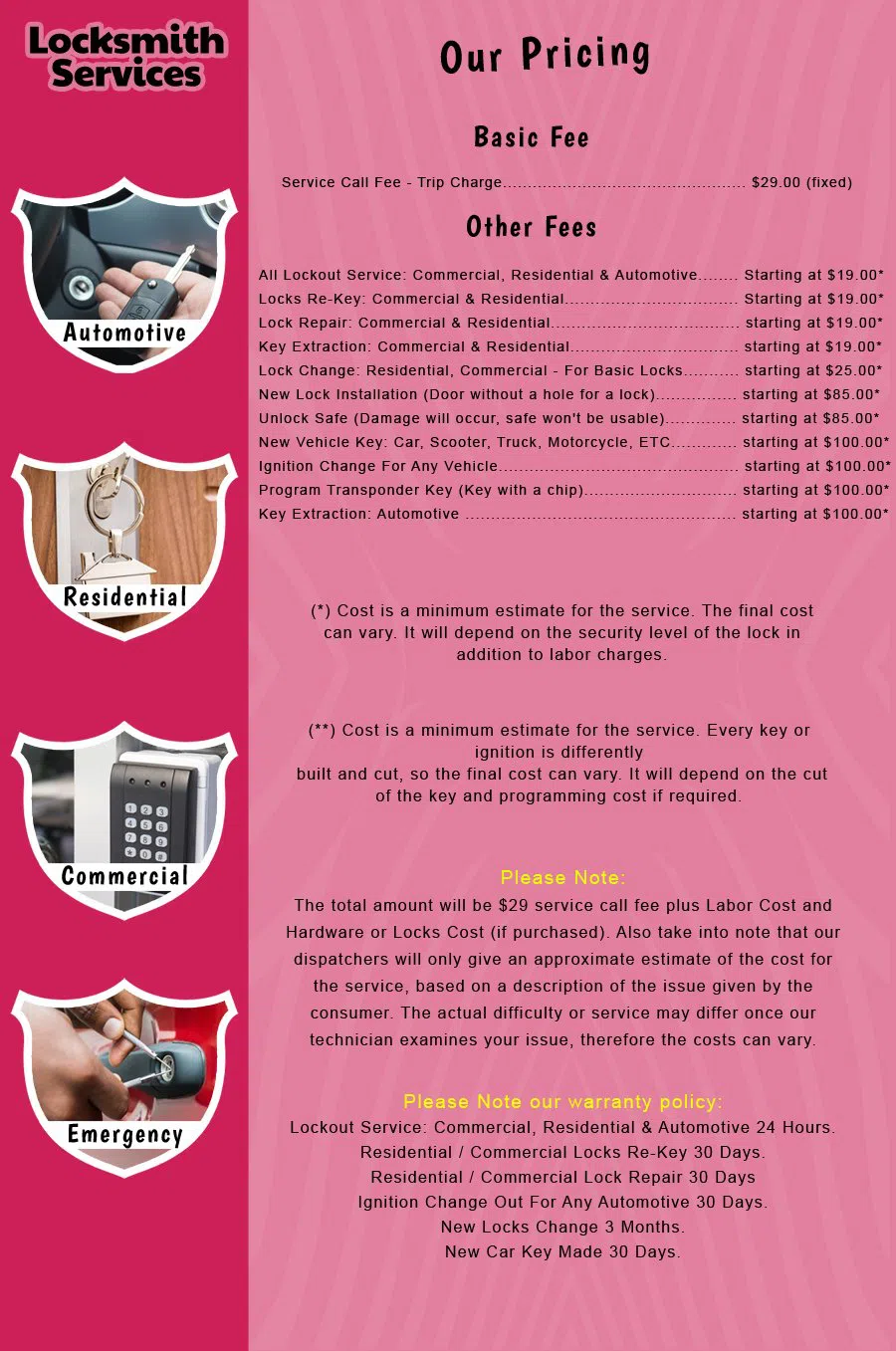 Hillsborough NJ Locksmith Store Hillsborough, NJ 908-387-7085 - price-list-c-18